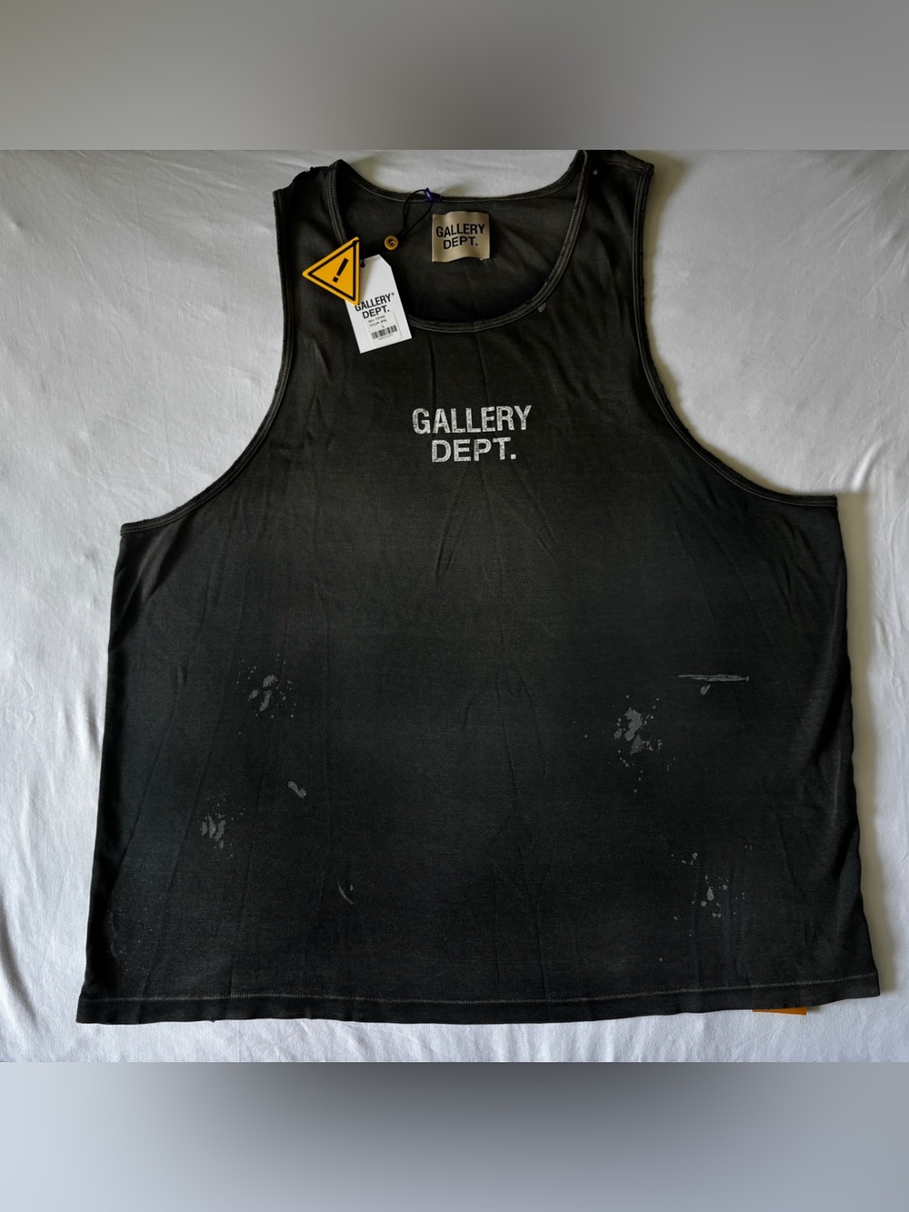 Gallery Dept Sun Tank Sun Faded Black Distressed Logo Tank Top L NWT